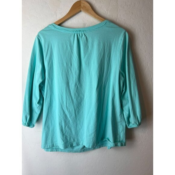 Fashion Bug 100% Cotton Turquoise Scoop Neck 3/4 Tee 1X - Picture 5 of 6